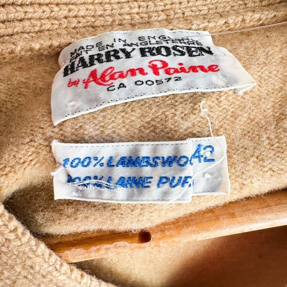 Vintage Harry Rosen by Alan Paine Lambswool Floral Embroidered Cardigan S - Picture 7 of 11